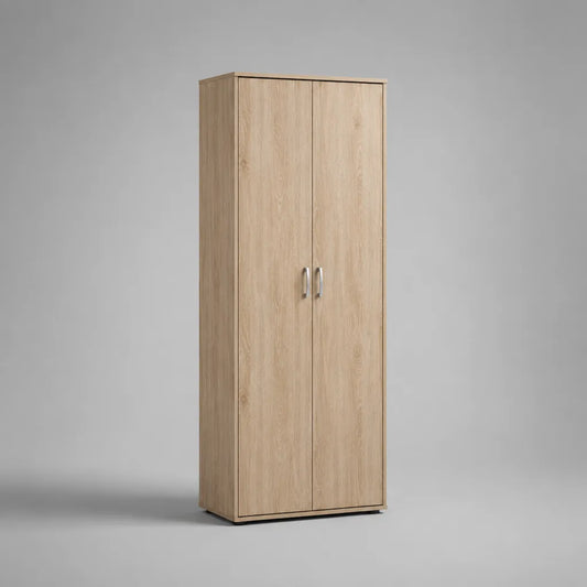Zweitüriger Kleiderschrank aus melaminharzbeschichteter Spanplatte, Eiche hell, 80 × 50 × 180 cm