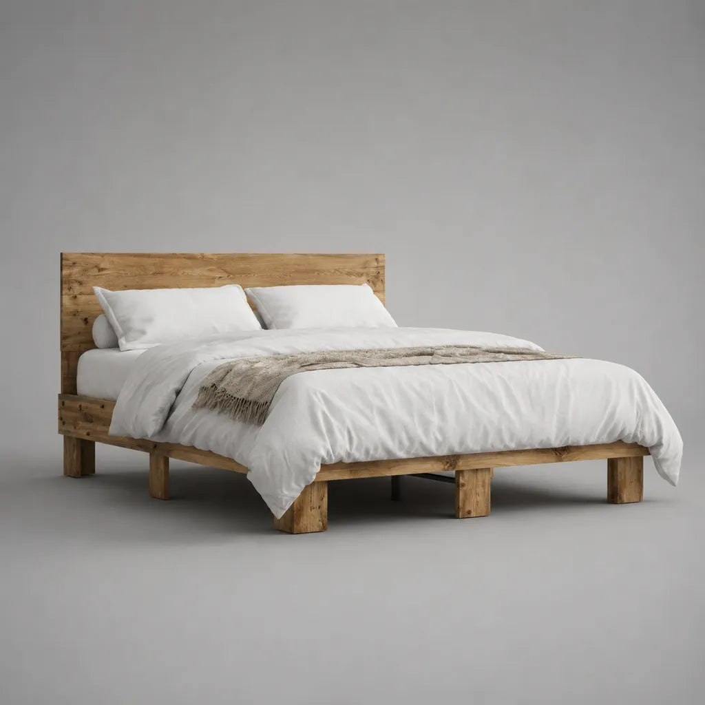 Doppelbett-Bettgestell aus massivem Kiefernholz, 160 x 200 cm, Naturbraun