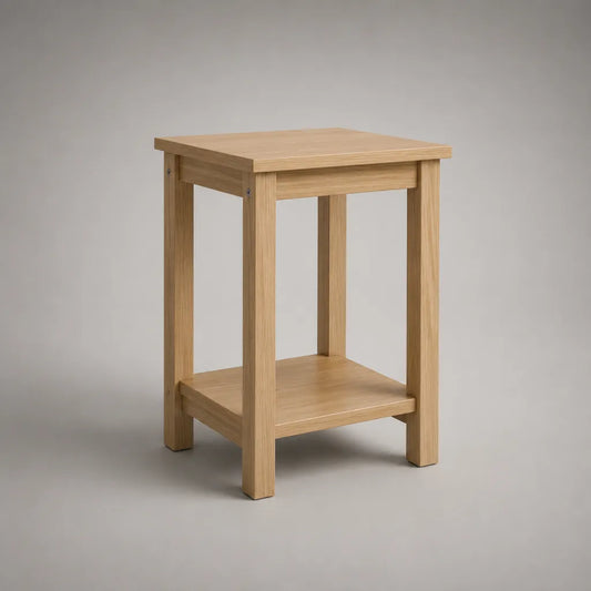 Nachttisch aus MDF und Massivholz mit Ablage, Natur, 40 × 35 × 60 cm